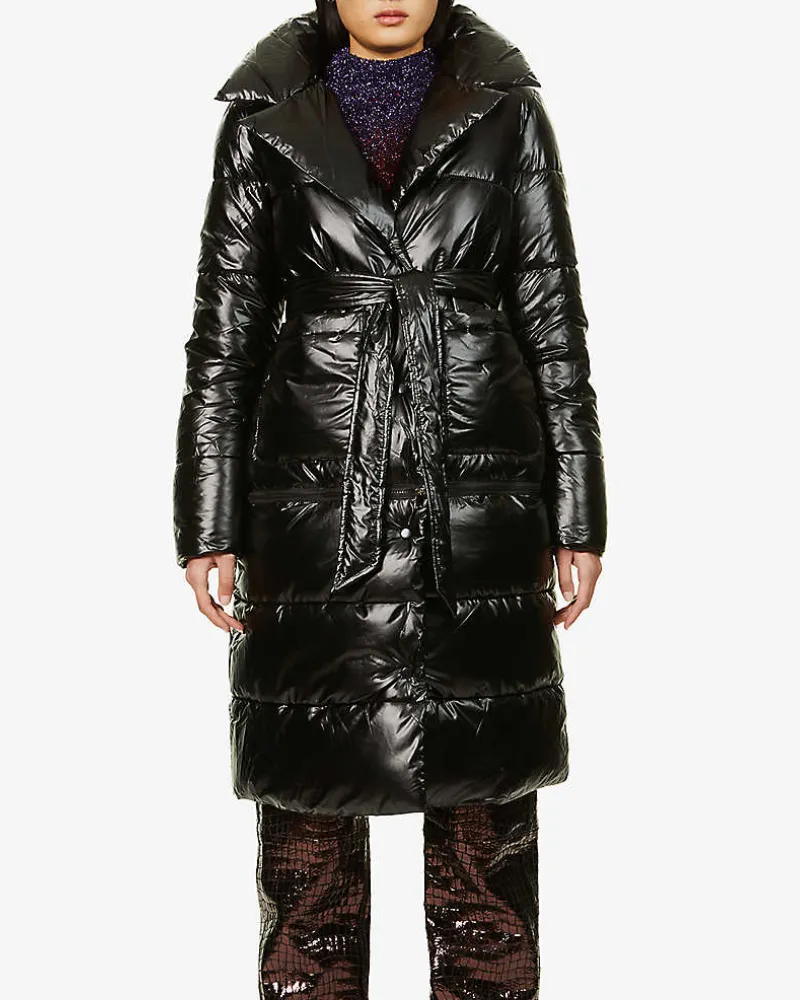 Padded High Neck Shell Coat - The Puffer Jackets