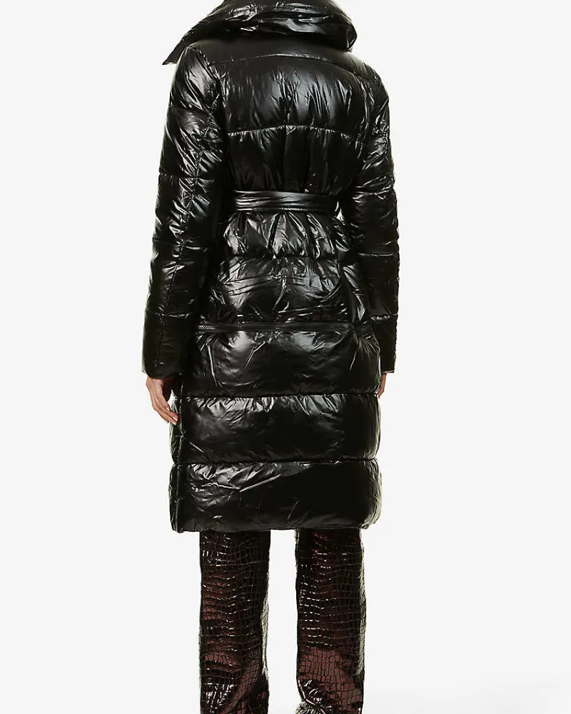 Padded High Neck Shell Coat - The Puffer Jackets