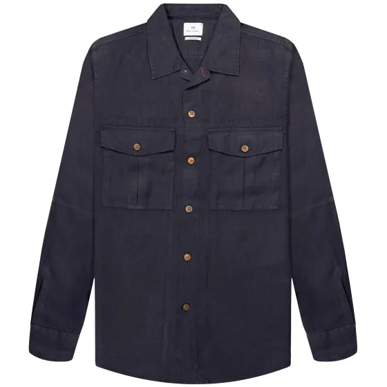 Paul Smith Linen Utility Shirt Dark Navy