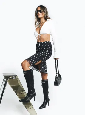 Pris Midi Skirt Black Polka Dot