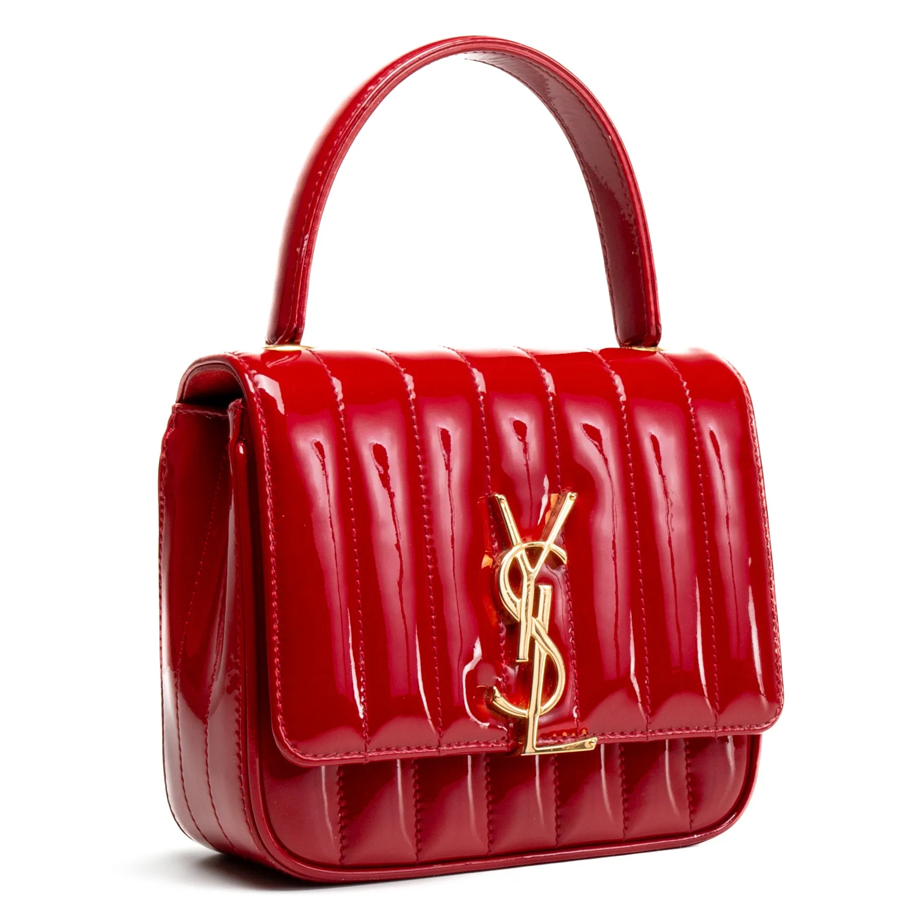 SAINT LAURENT Patent Small Vicky - Red