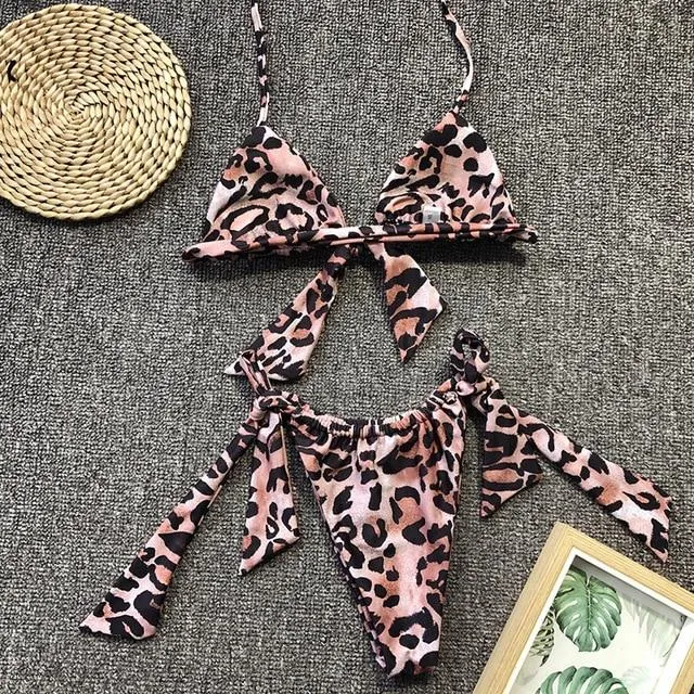 Sexy Beach Halter Bikini Set for Women with Push Up Lace Up and Bow