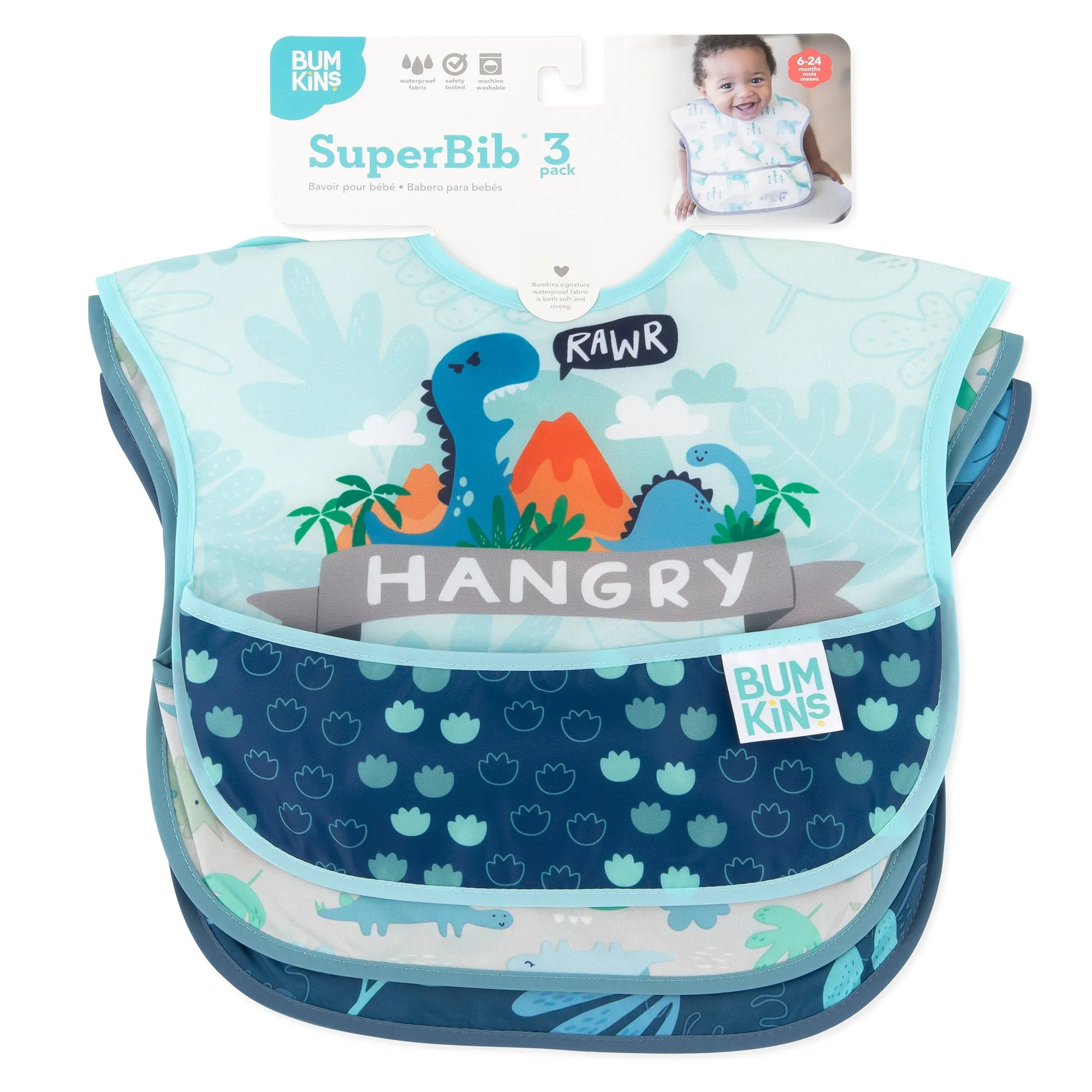 SuperBib 3 Pack: Hangry, Dinosaurs, Blue Tropic