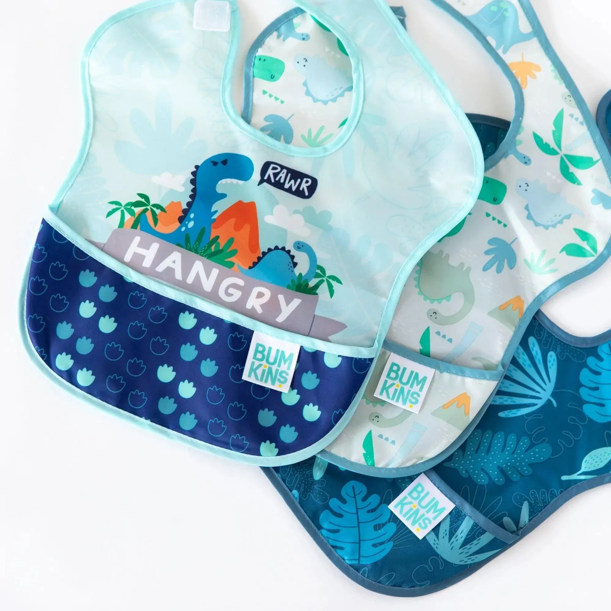 SuperBib 3 Pack: Hangry, Dinosaurs, Blue Tropic