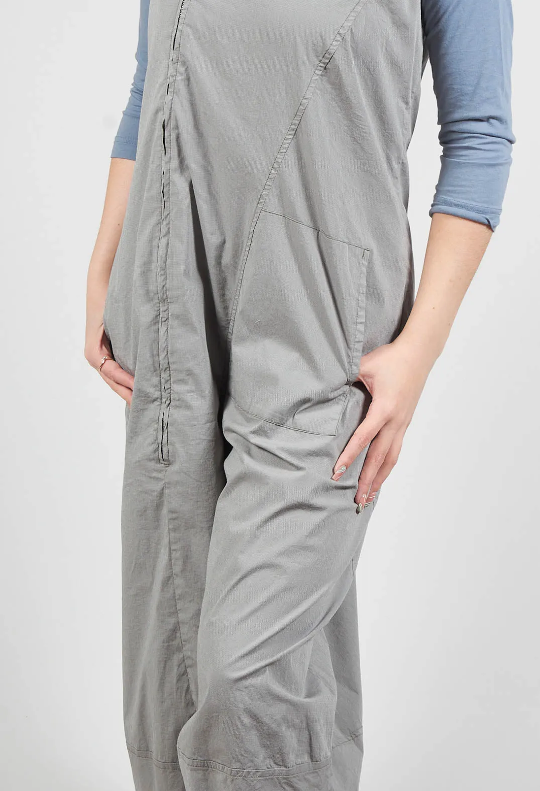 Utility Jumpsuit with Zip Detail in Olive Check