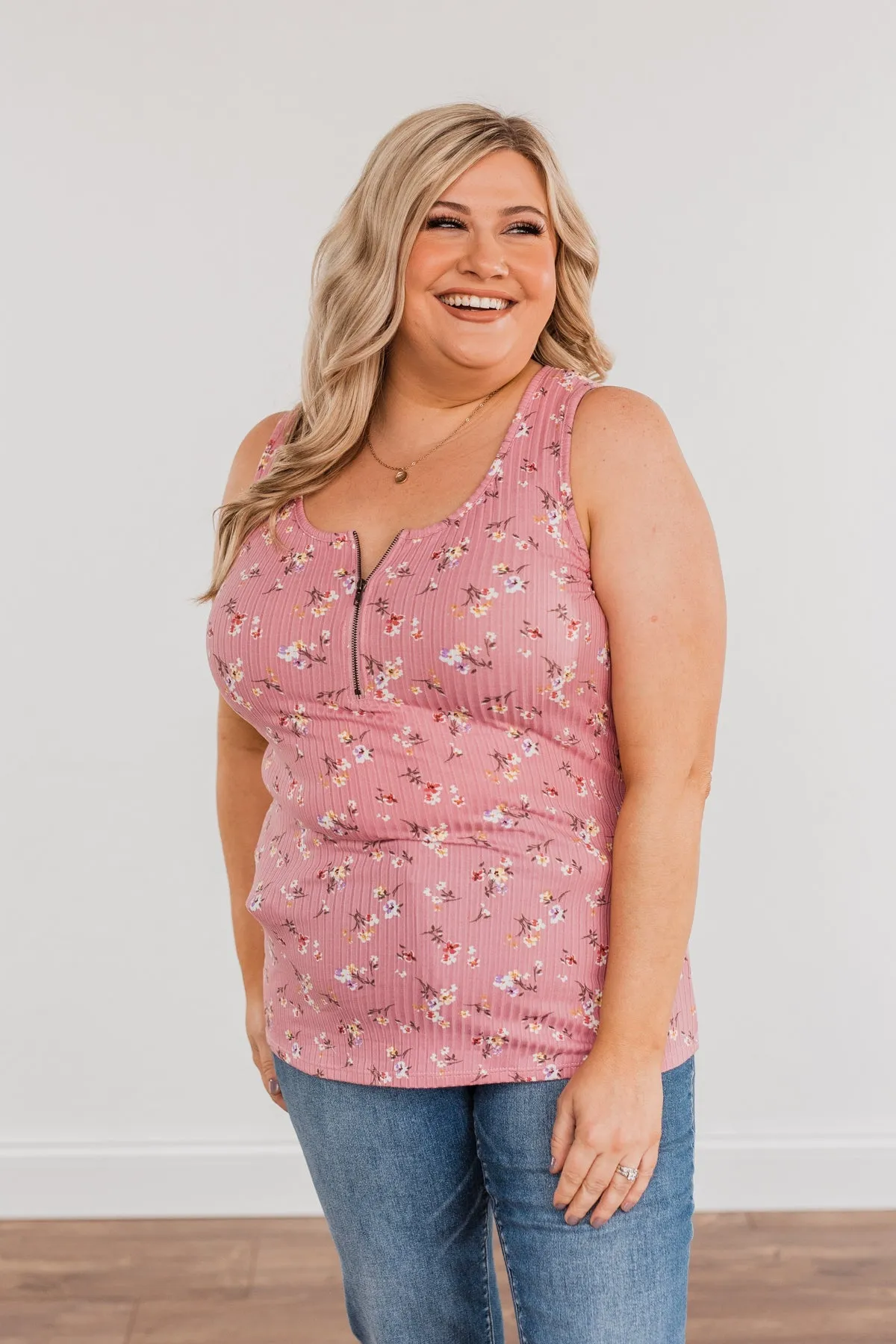 Walking Through Life Floral Tank Top- Pink