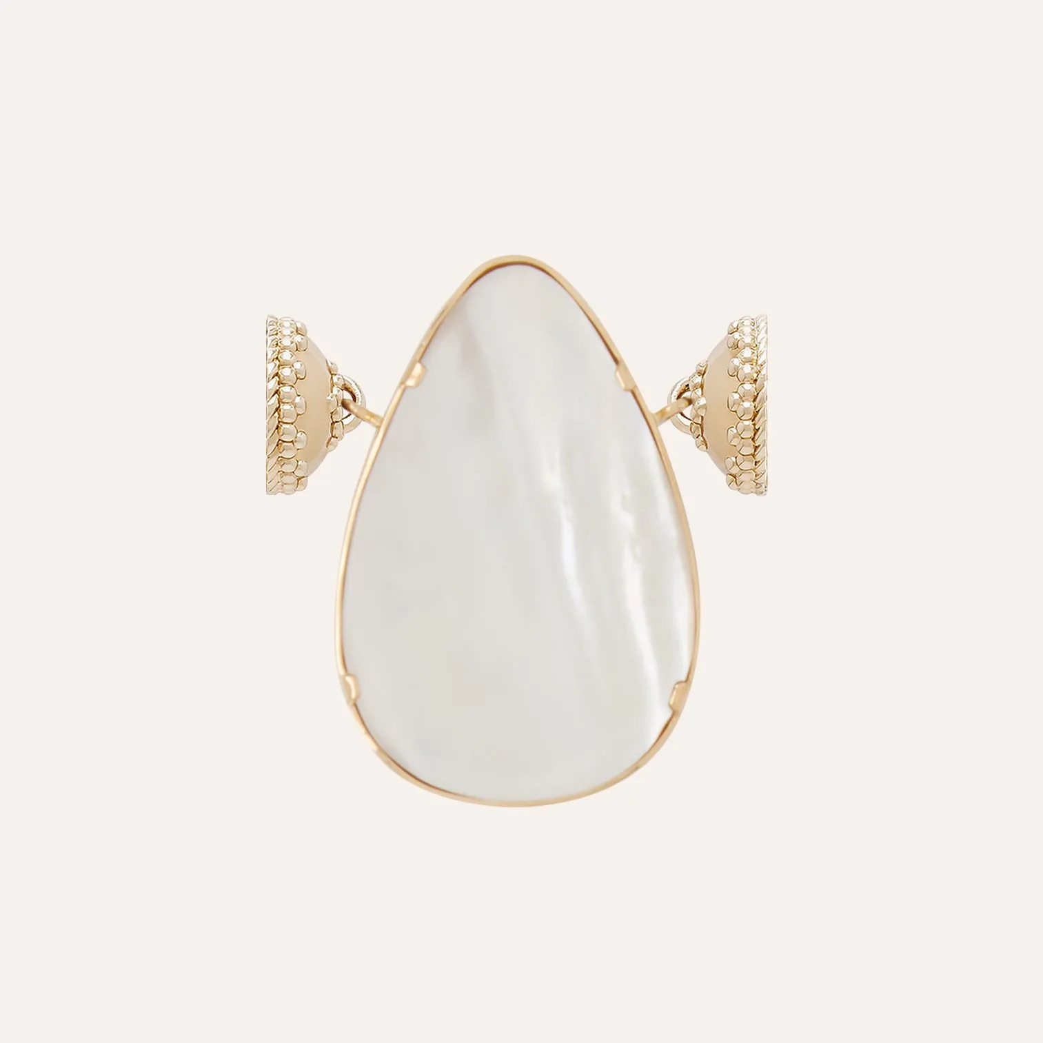 White Agate and 18K Yellow Gold Druzy Teardrop Centerpiece