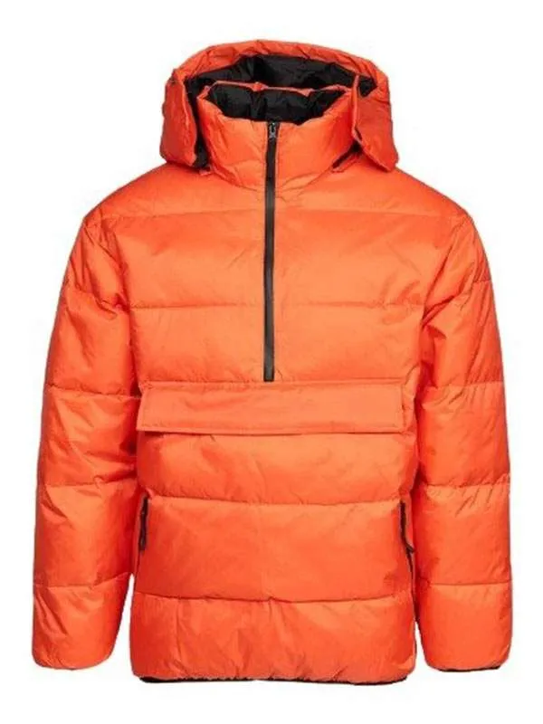 Women Classic Orange Hooded Puffer Jacket - New American Jackets