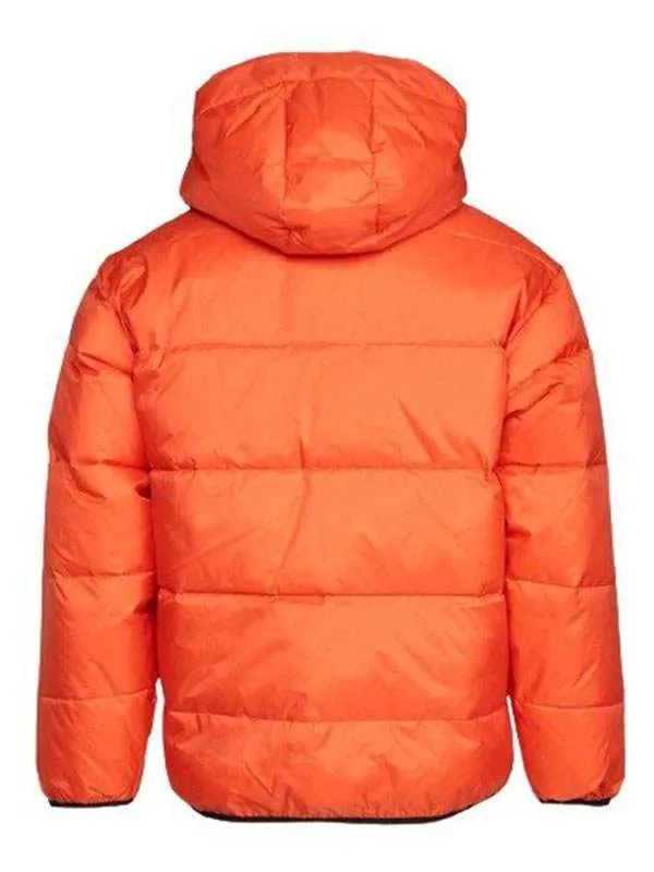 Women Classic Orange Hooded Puffer Jacket - New American Jackets