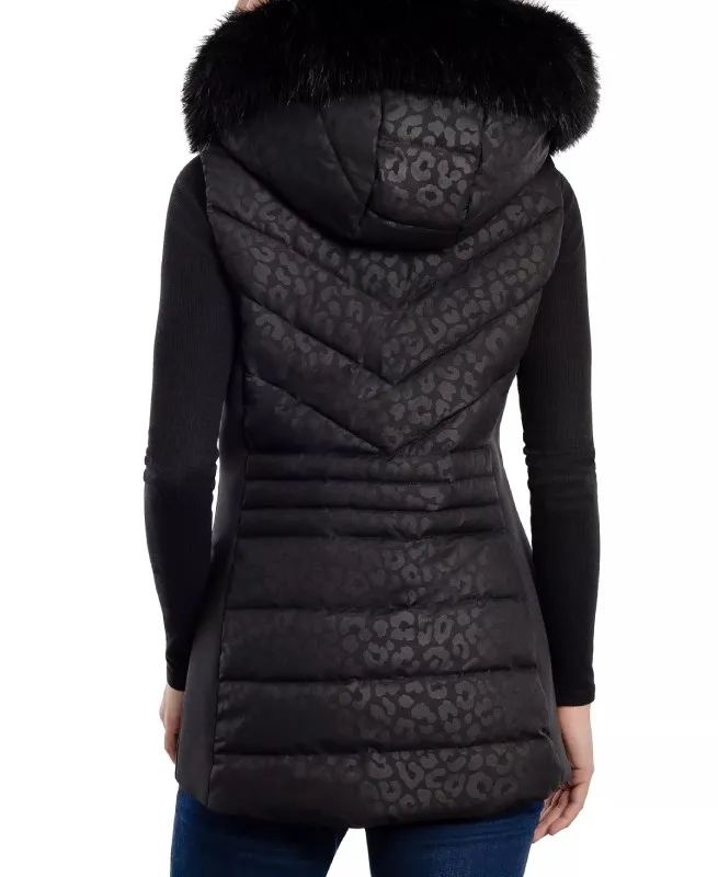 Women's Faux-Fur-Trim Hooded Vest - The Puffer Jackets