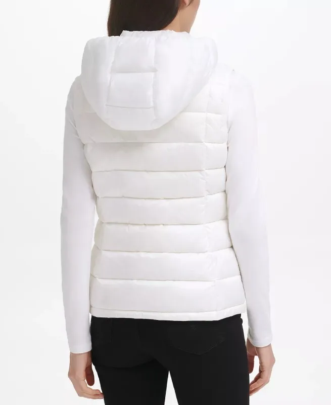 Women’s Packable Hooded White Puffer Vest - The Puffer Jackets